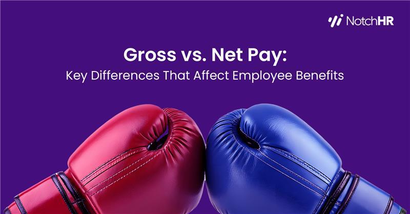 Two boxing gloves in contrasting colors facing opposite directions, symbolizing the difference between gross vs net pay